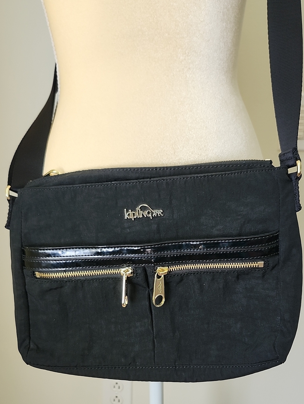 Kipling Black Nylon Convertible Multi-Pocket Crossbody NEW